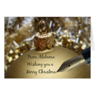 Tarjeta de Navidades de Alabama con ornamentos