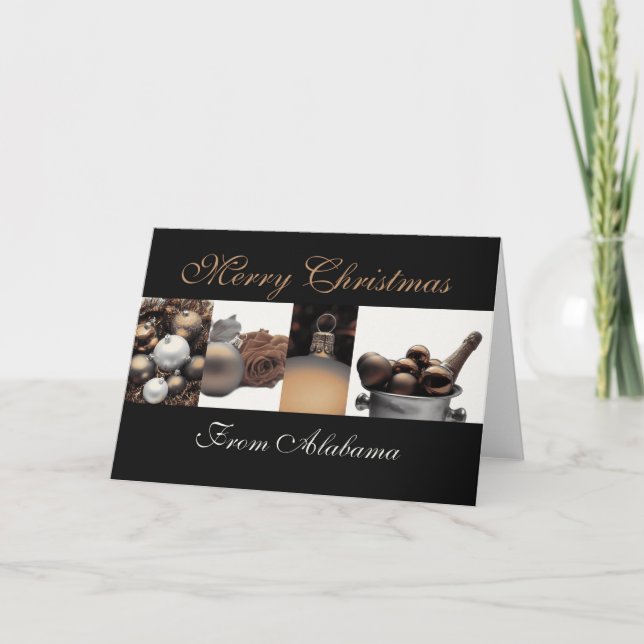 Tarjeta de Navidades de Alabama con ornamentos (Anverso)
