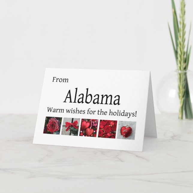 Tarjeta de Navidades de Alabama con ornamentos (Anverso)
