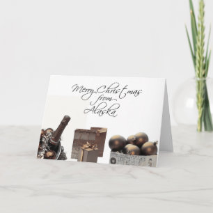 Tarjeta de Navidades de Alaska con ornamentos