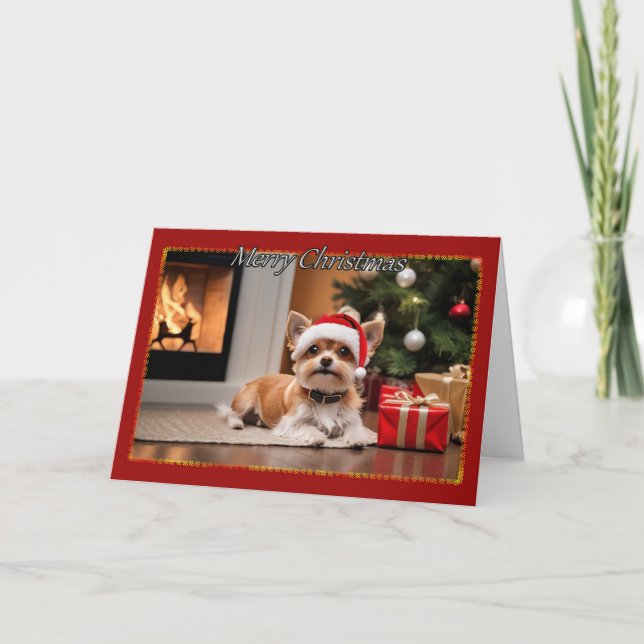 Tarjeta de Navidades de amor de cachorros (Anverso)