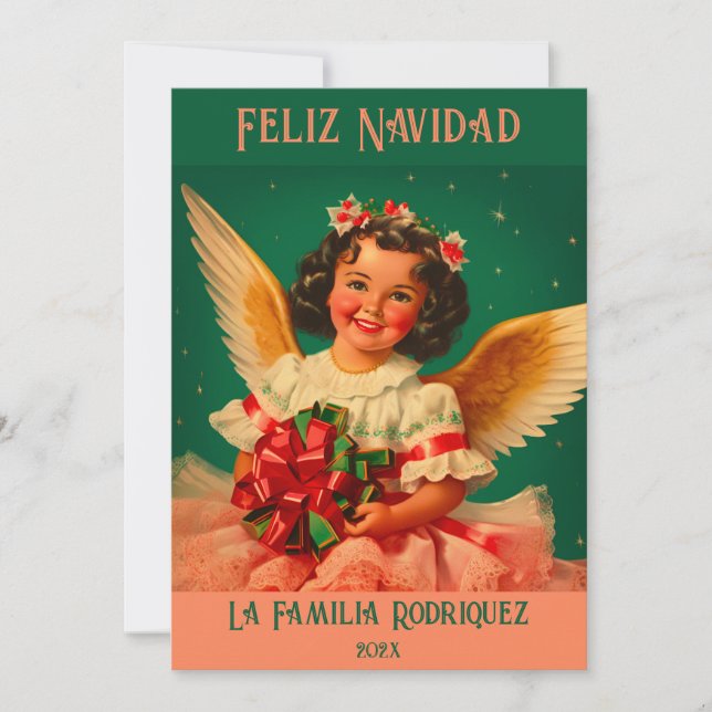 Tarjeta de Navidades de Angel "Feliz Navidad" (Anverso)