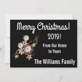 Tarjeta de Navidades de ángeles, joyas y flores es