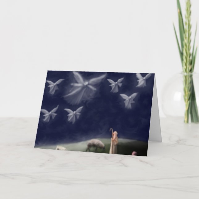 Tarjeta de Navidades de ángeles y pastores (Anverso)