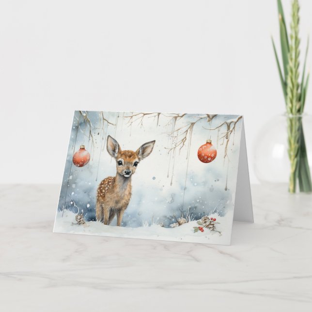 Tarjeta de Navidades de animales caprichosos (Anverso)