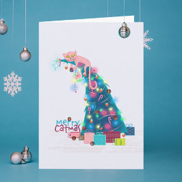 Tarjeta de Navidades de árbol de catmus