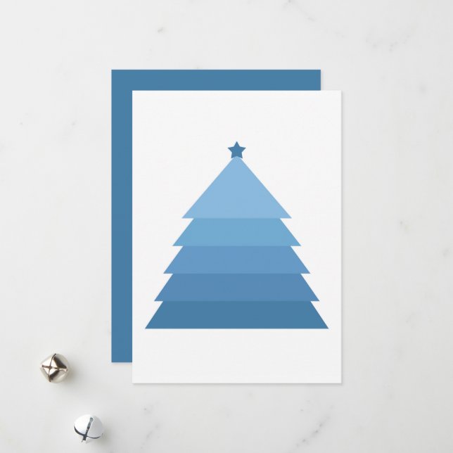 Tarjeta de Navidades de árbol de navidad azul mini (Anverso/Reverso In Situ)
