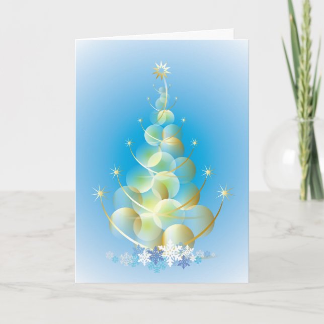 Tarjeta de Navidades de árbol de navidad con burbu (Anverso)
