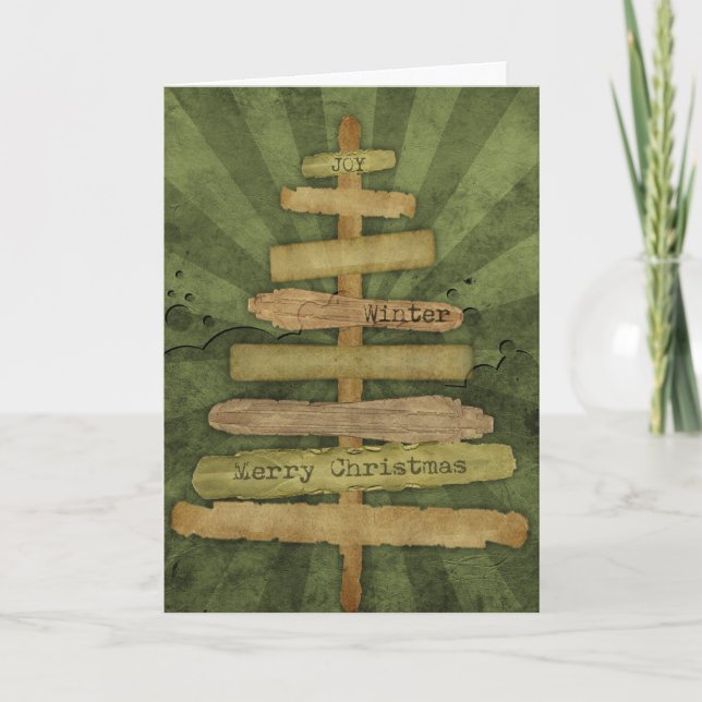 Tarjeta de Navidades de árbol de navidad de país (Anverso)