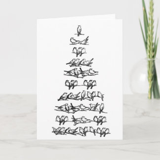 Tarjeta de Navidades de árbol de navidad para aves