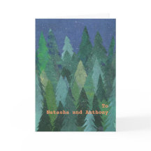 Tarjeta de Navidades de árboles de navidad nevados