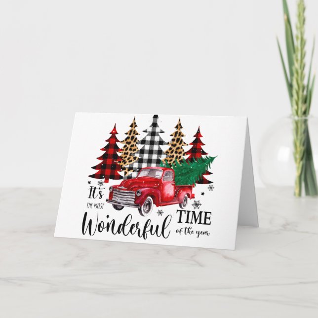 TARJETA DE NAVIDADES DE ÁRBOLES DE PLAID (Anverso)