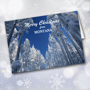 Tarjeta de Navidades de árboles nevados de Montana