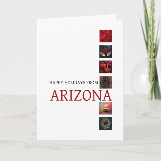 Tarjeta de Navidades de Arizona con ornamentos (Anverso)