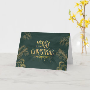 Tarjeta de Navidades de Art Deco Verde Esmeralda