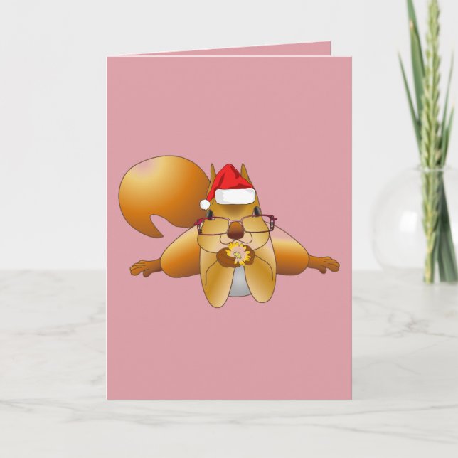 TARJETA DE NAVIDADES DE ARTE CUTE SQUIRREL (Anverso)