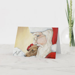 Tarjeta de Navidades de arte "Dachshund Request fo