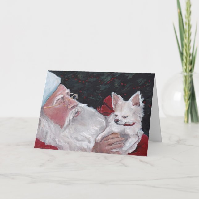 Tarjeta de Navidades de arte de perro de Santa Cla (Anverso)