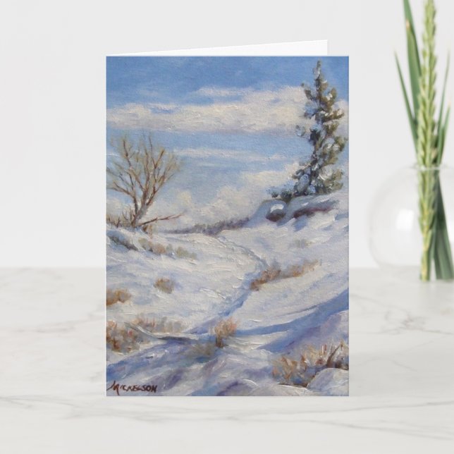 Tarjeta de Navidades de arte de Winter Path (Anverso)
