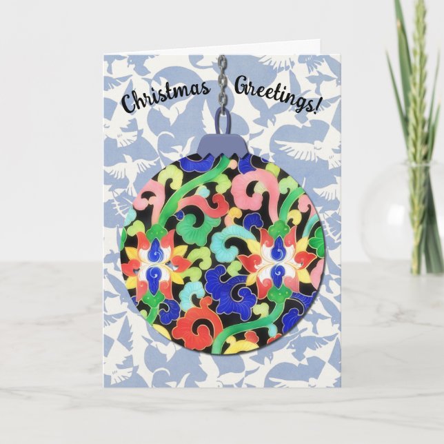 Tarjeta de Navidades de arte navideño estilo azul  (Anverso)