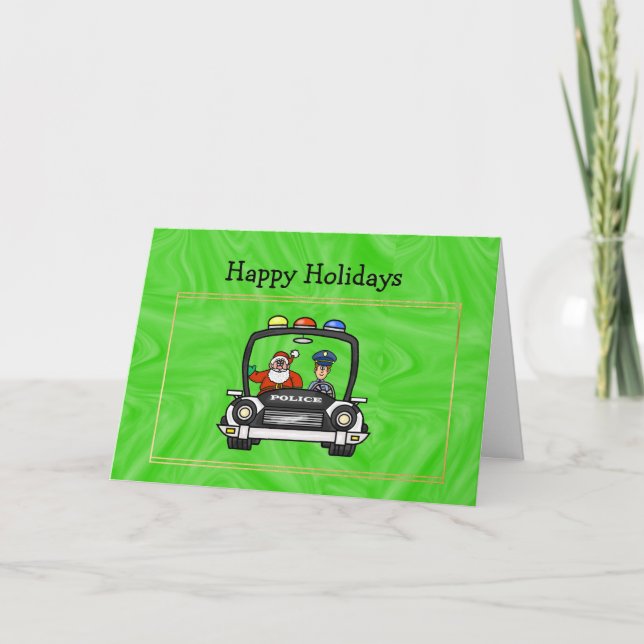 Tarjeta de Navidades de autos de la policía de San (Anverso)