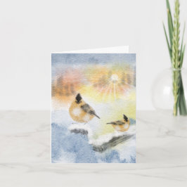 Tarjeta de Navidades de aves acuáticas - Pintada a