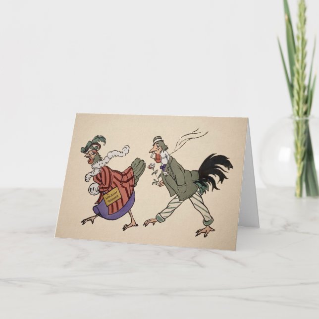 Tarjeta de Navidades de Aves Victorianas Vintage (Anverso)