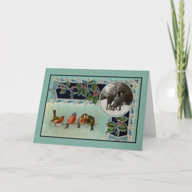 Tarjeta de Navidades de Aves Vintage (Anverso)