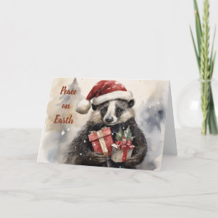 Tarjeta de Navidades de Badger Whimsical