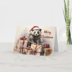 Tarjeta de Navidades de Badger Whimsical
