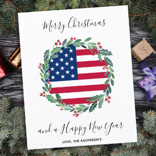 Tarjeta de Navidades de Bandera Estadounidense Pat