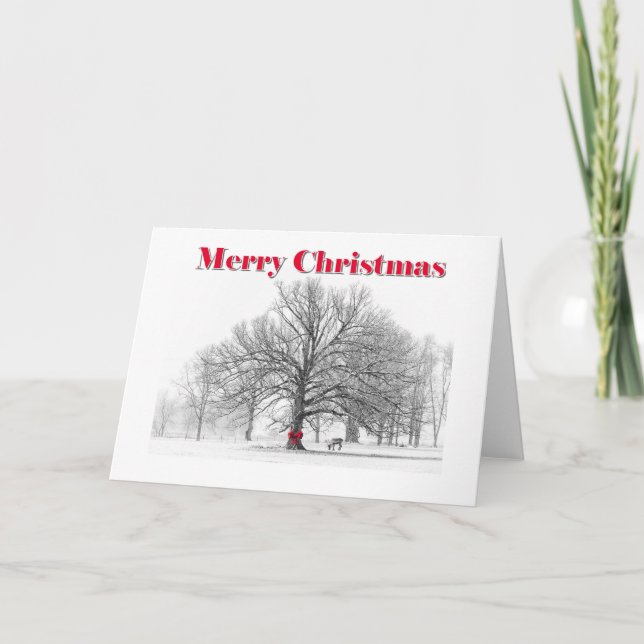 Tarjeta de Navidades de barrido rojo de la escena  (Anverso)