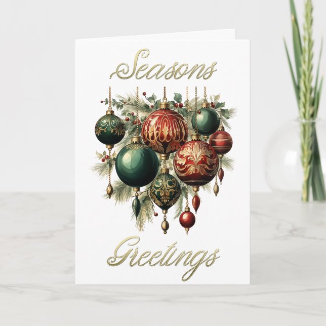 Tarjeta de Navidades de Baubles de Vintage (Anverso)