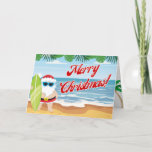 Tarjeta de Navidades de Beach Santa<br><div class="desc">¡No todos tienen Navidades blancos! Disfruta de esta tarjeta que celebra los días de Navidades calientes y de playa.</div>