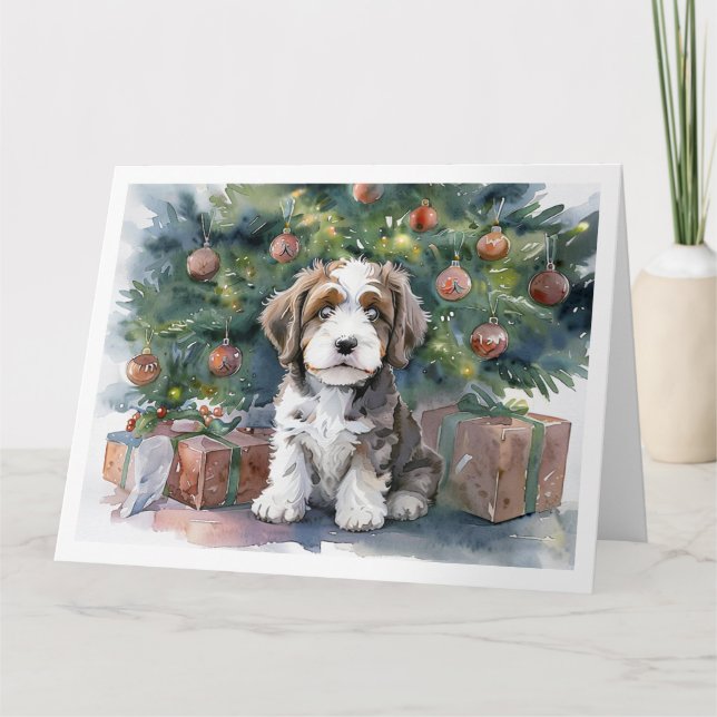 Tarjeta de Navidades de Bernedoodle (Anverso)