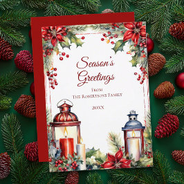 Tarjeta de Navidades de Berries Rojas, Holly y Vel