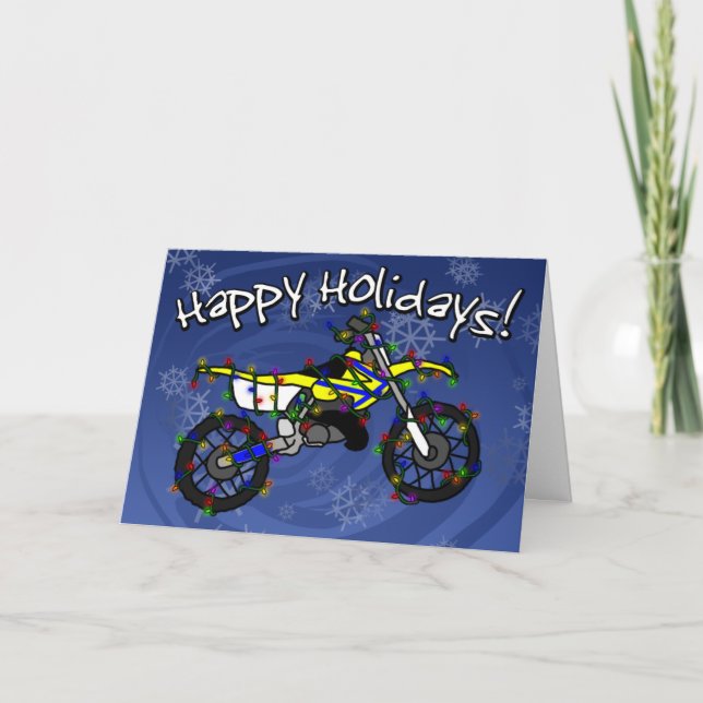 Tarjeta de Navidades de bicicleta de tierra amaril (Anverso)