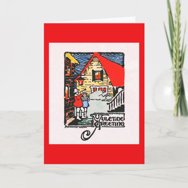 Tarjeta de Navidades de bloques de madera de 1926 (Anverso)