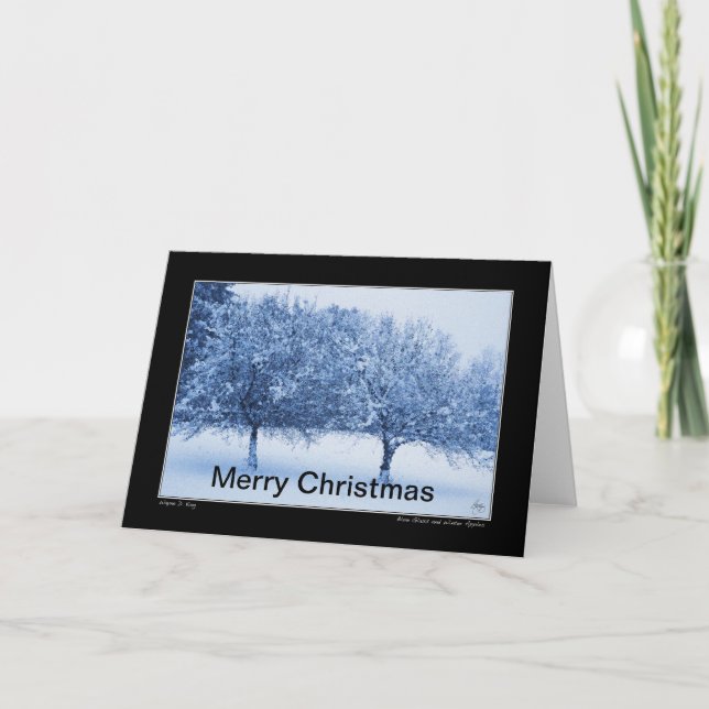 Tarjeta de Navidades de Blue Glass and Winter Appl (Anverso)
