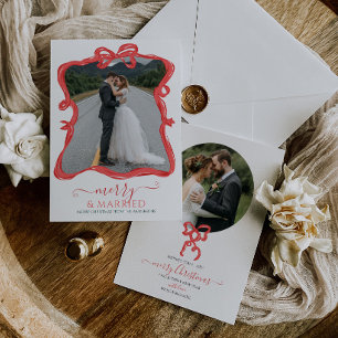 Tarjeta de Navidades de Bodas casados y merry