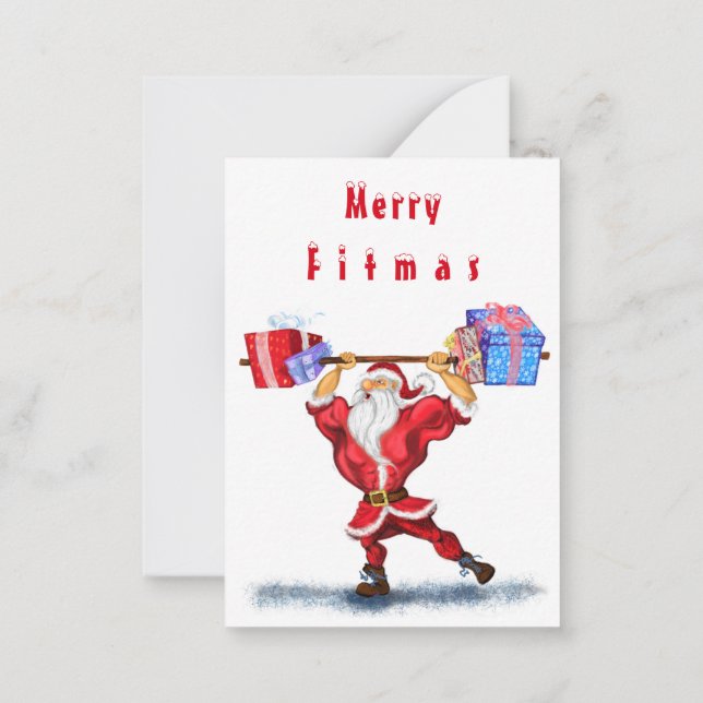Tarjeta de Navidades de Bodybuilder Santa Funny (Reverso)