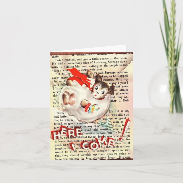 Tarjeta de Navidades de bola de nieve de perro vin (Anverso)