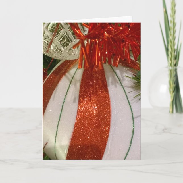 Tarjeta de Navidades de Bombillas rojas y blancas (Anverso)