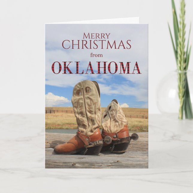 Tarjeta de Navidades de Bota de Bota de Oklahoma (Anverso)