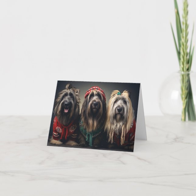 Tarjeta de Navidades de Briard Dogs (Anverso)