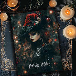 Tarjeta de Navidades de brujas gótica