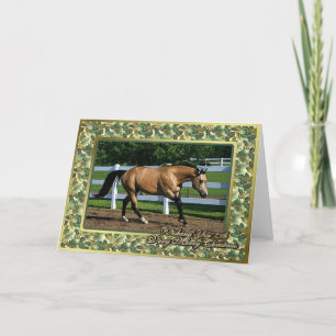 Tarjeta de Navidades de Buckskin Quarter Horse Bla
