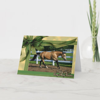 Tarjeta de Navidades de Buckskin Quarter Horse Bla