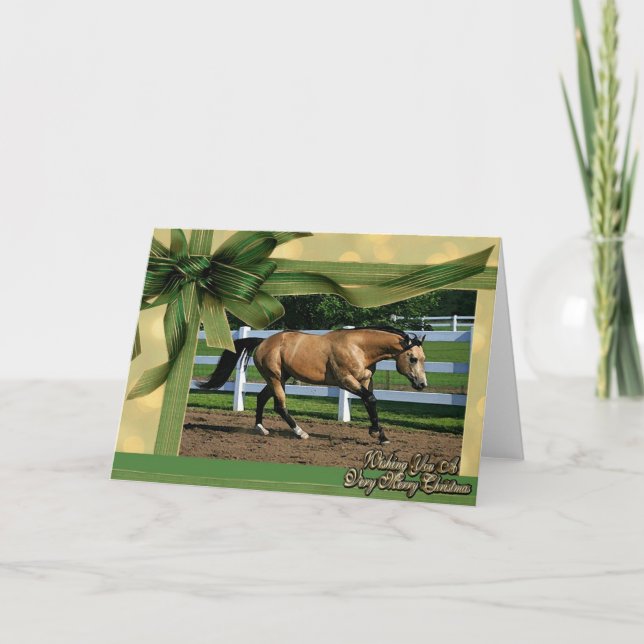 Tarjeta de Navidades de Buckskin Quarter Horse Bla (Anverso)