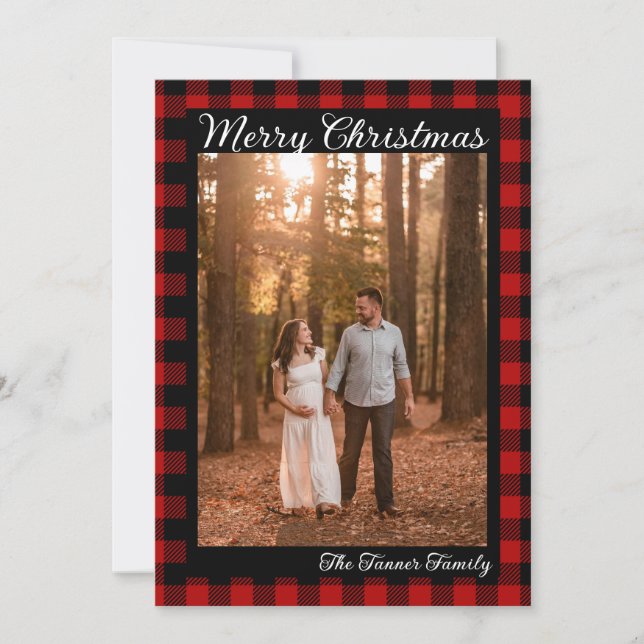 Tarjeta de Navidades de Buffalo Plaid (Anverso)